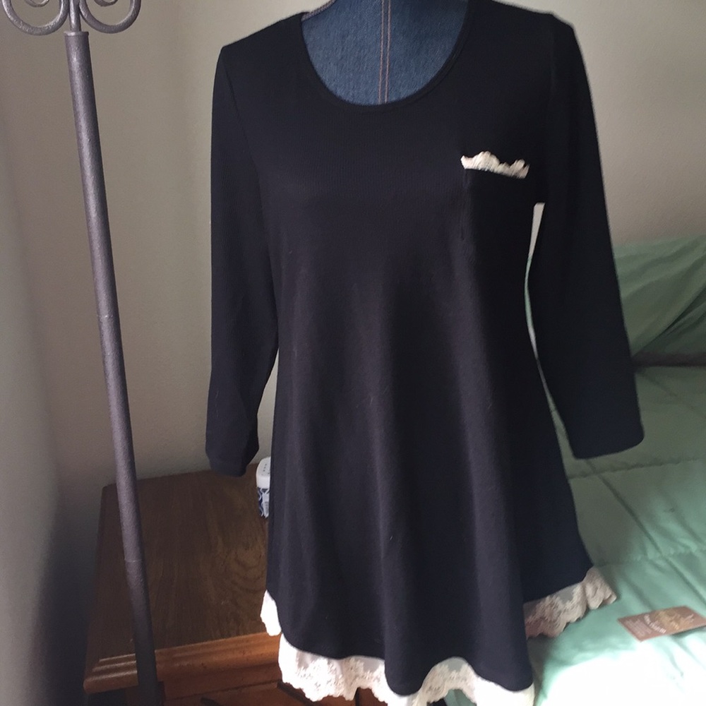 Black with lace tunic top